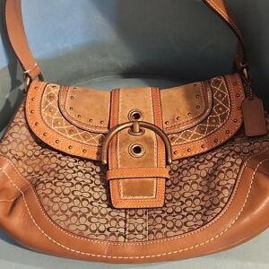 Coach Signature Canvas Saddle Bag in Brown